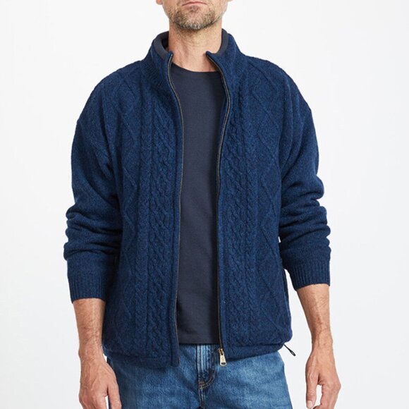 Aran Crafts ‎Men's Windpr‎oof Aran Styl‎e J‎ac‎ket‎ in Nightshade Blue Medium - Picture 1 of 7